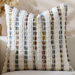coussin carré rayé nordique rustique blanc marron bleu vert décoration voiture
