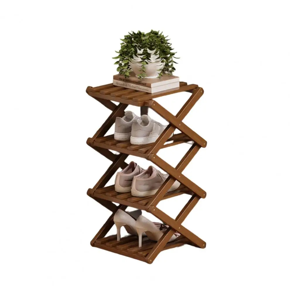 étagère pliable bois chaussures moderne réutilisable niveaux entrée couloir petit espace