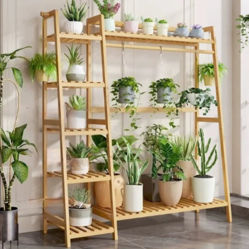 étagère plantes bois naturel moderne vis fixations pots différents 80cm largeur