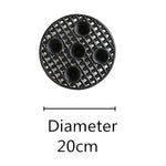 grille drainage plante noir moderne perforations circulaires différentes tailles incluses