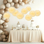pompons tissu blanc crème plissés décoration festive suspension 20cm 25cm pack 10