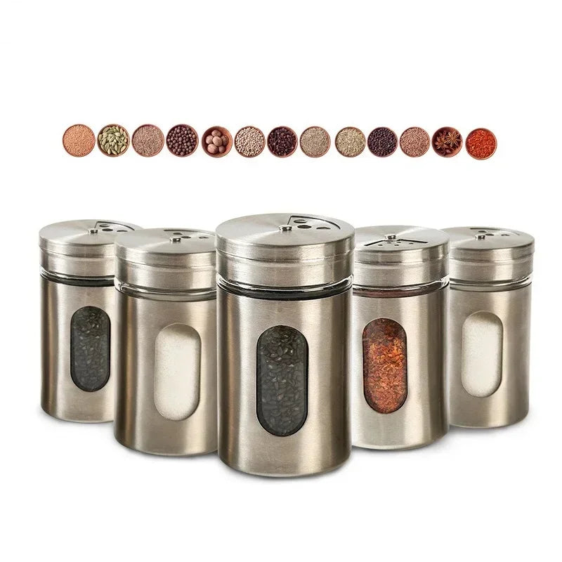 pot épices acier inoxydable moderne transparent fenêtre eco friendly argenté herbes assaisonnement camping barbecue