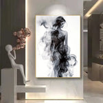 toile d'art abstraite minimaliste noir blanc contemporain décoration mur impression toile rectangle vertical