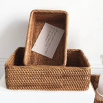 paniers rangement bambou tressé rustique bohème utilisation multiple plateau fruits decoration minimaliste