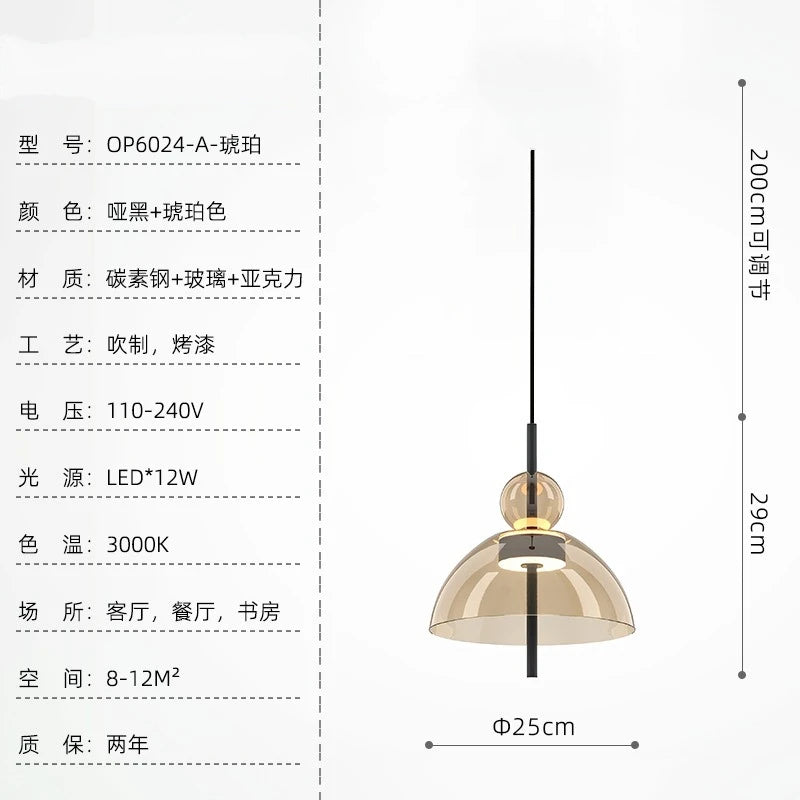 suspension lumineuse moderne transparente noir minimaliste led pendentif simple salle manger cuisine bar restaurant
