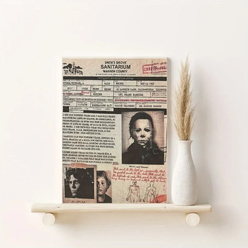 affiche vintage documentaire michael myers toile imprimée blanc noir rectangle vertical 40x50cm 60x70cm 30x40cm