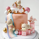 Kit décoration gâteau ours bébé rose - 22 pièces