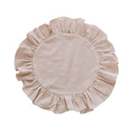 serviettes table vert clair rose pâle beige clair bleu clair bord festonné rustique doux