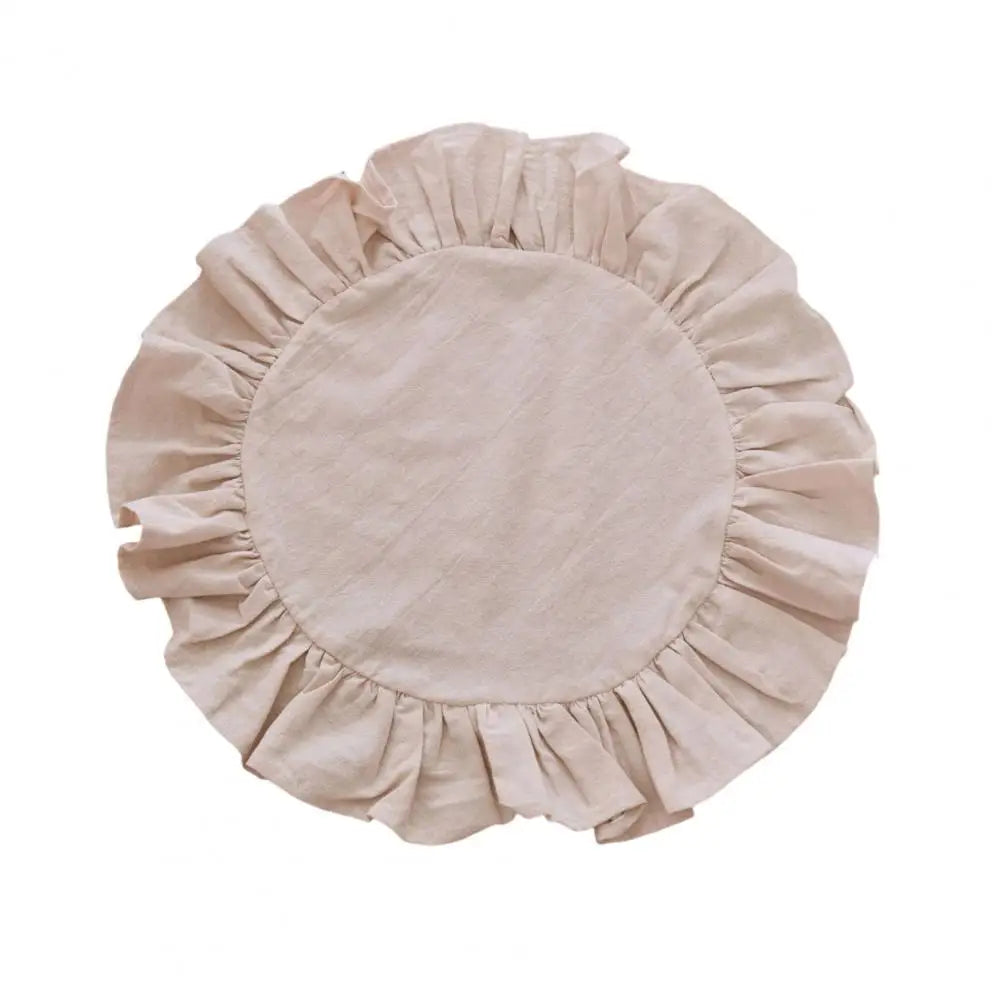 serviettes table vert clair rose pâle beige clair bleu clair bord festonné rustique doux