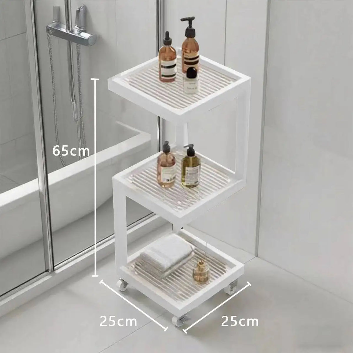 étagère mobile.storage rack blanc noir moderne roulettes serviettes parfums