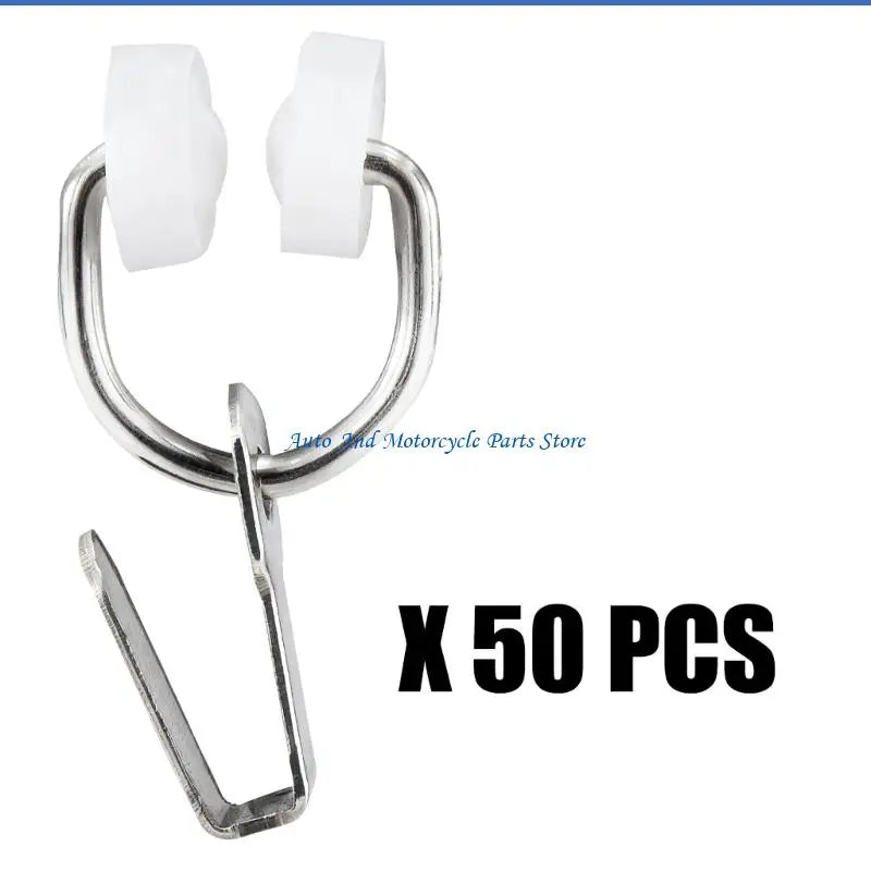 anneaux suspension rideau blanc argenté moderne 50 pièces fixations métalliques camping car
