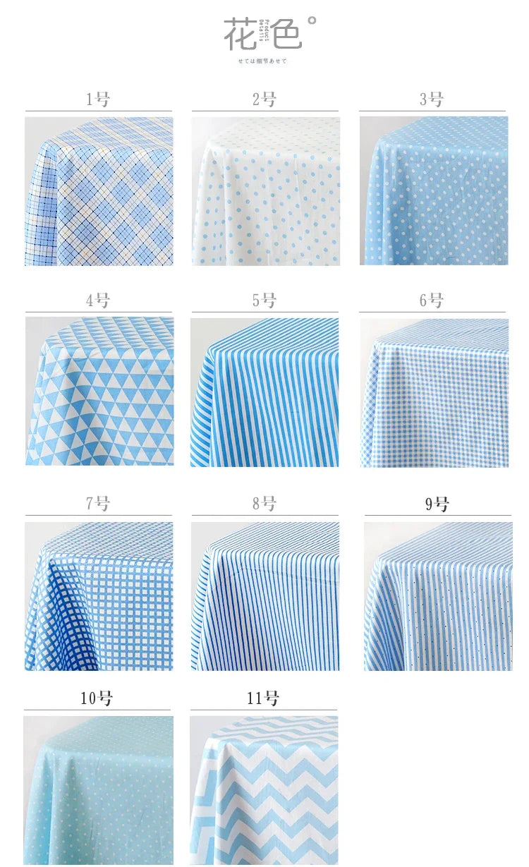 tissu coton bleu clair imprimé points rayures triangles zigzag moderne décontracté biodegradable 160cm