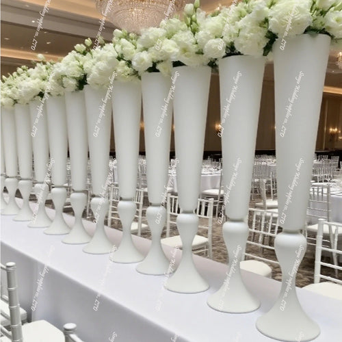 support fleurs métal blanc vase moderne décoration mariage table cérémonie arche fleurale blanc