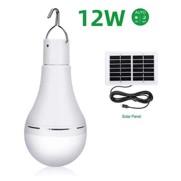 ampoule led solaire 12w blanc ip55 abs moderne pratique crochets câble usb