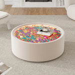 table basse moderne verre transparent motif floral couleur beige table salon contemporaineDecorationMinimalisteFlorale
