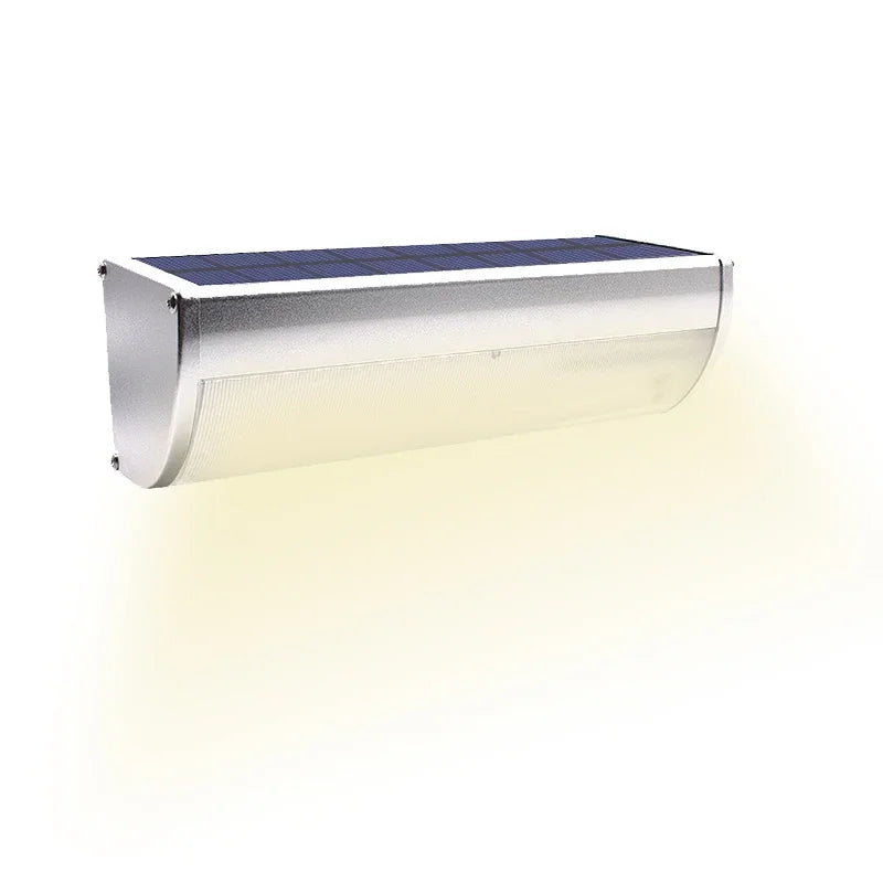 Lampe solaire moderne 48 LED argentée détecteur mouvement modes IP65