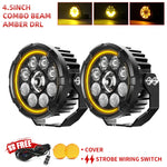 projecteur led moto noir lentilles jaunes cable electrique interrupteur robuste
