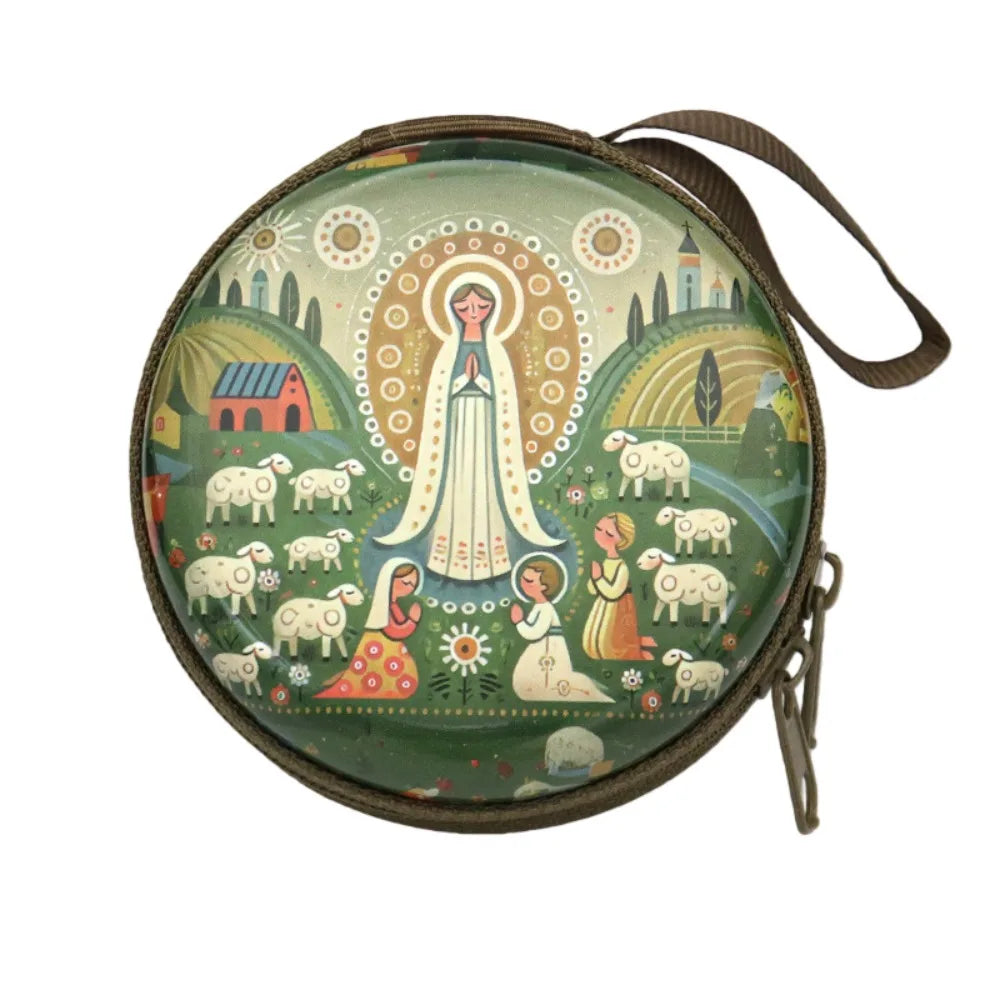 boîte rangement métal zipper illustrations religieuses saints coeurs sacrés multi usages opaques