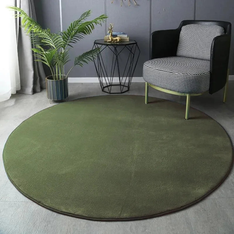 tapis rond bleu uni moderne maison chambre extérieur décoration polypropylène polyester lavage mécanique