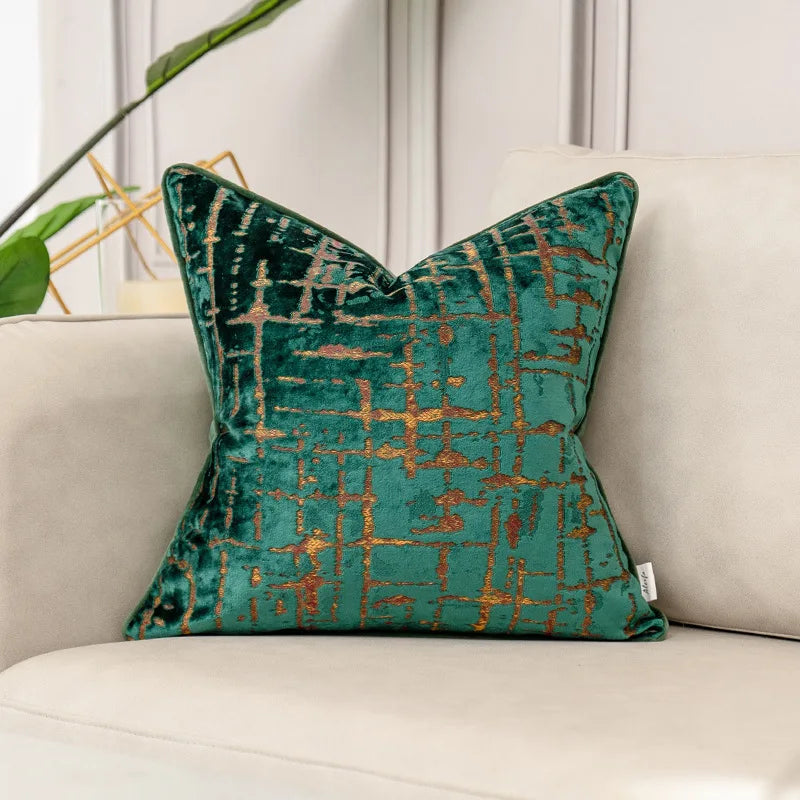 housse coussin velours vert motif feuilles tropicales 30x50cm 45x45cm 50x50cm deco moderne sofa chambrehôtel