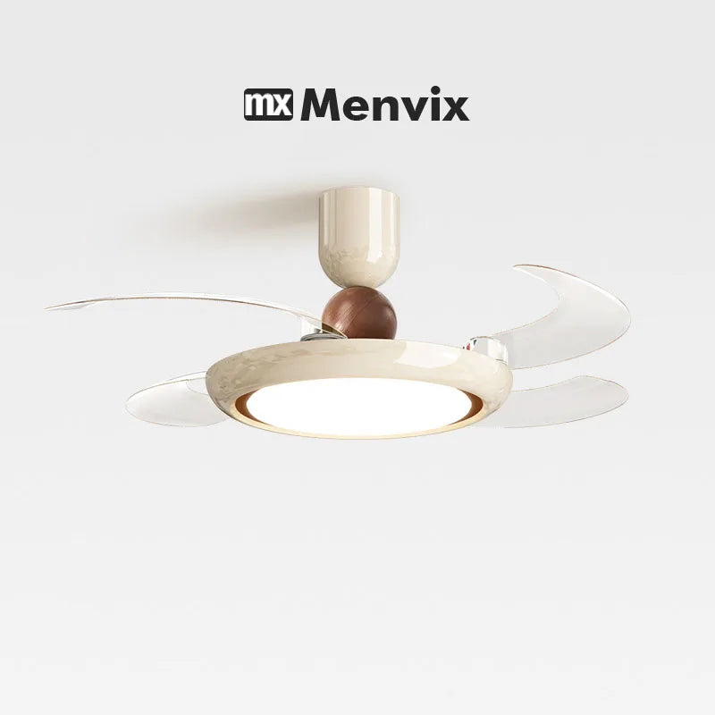 ventilateur lampe moderne blanc marron texture marbrée télécommande led