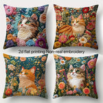 housses coussins carrés imprimé floral modernes polyester peacheskin décoration maison lit voiture 45x45cm