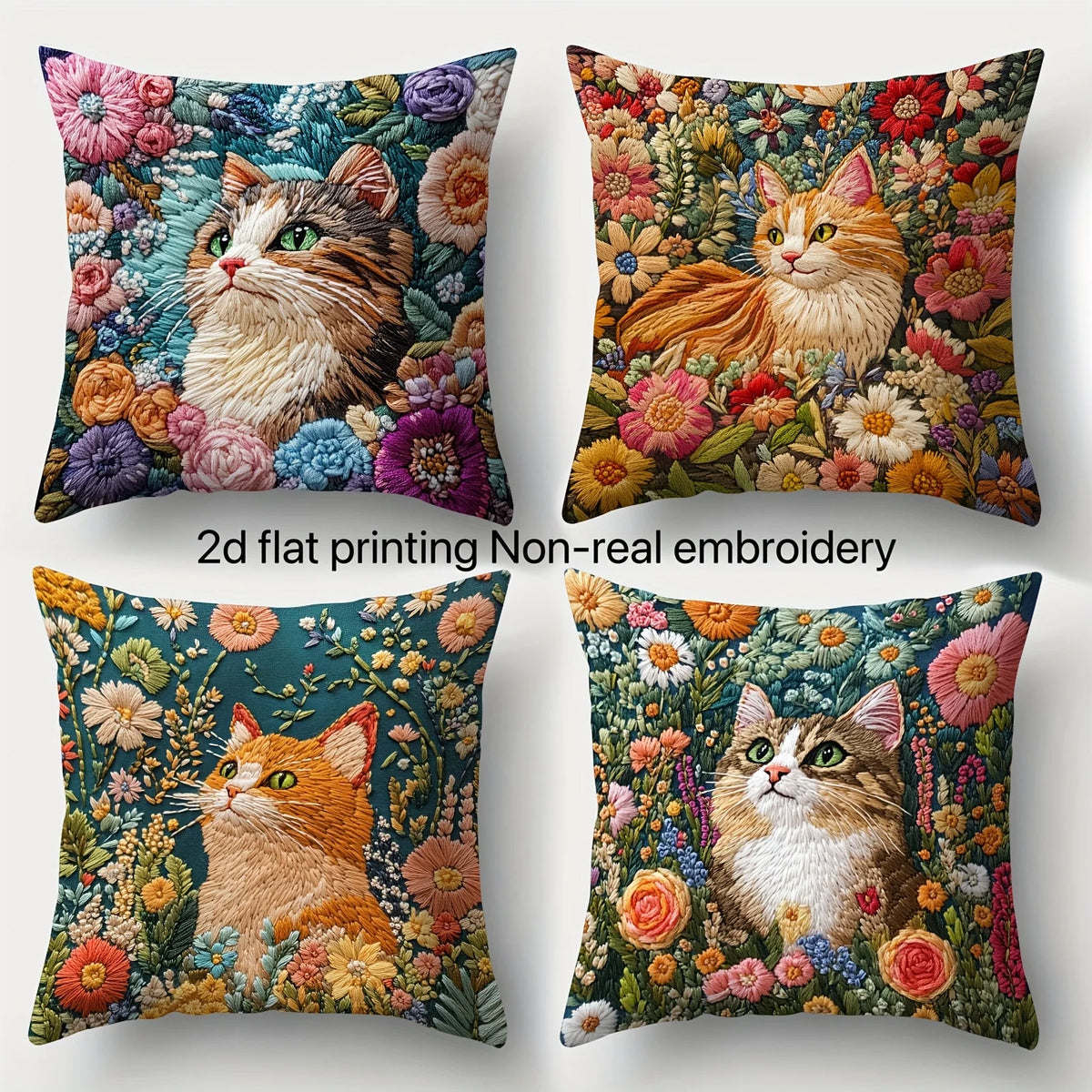 housses coussins carrés imprimé floral modernes polyester peacheskin décoration maison lit voiture 45x45cm