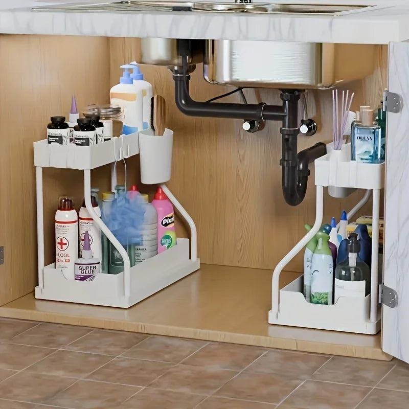 organisateur sous évier blanc moderne acier inoxydable crochets tasse couvercle anti poussière