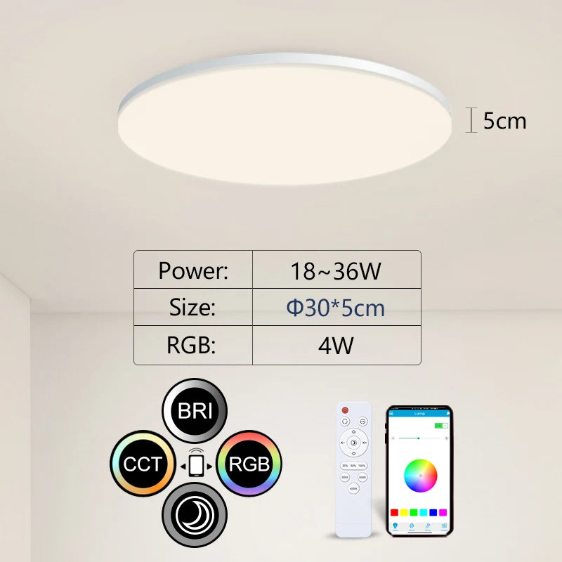 plafonnier circulaire moderne lumineux arc ciel télécommande app blanc led