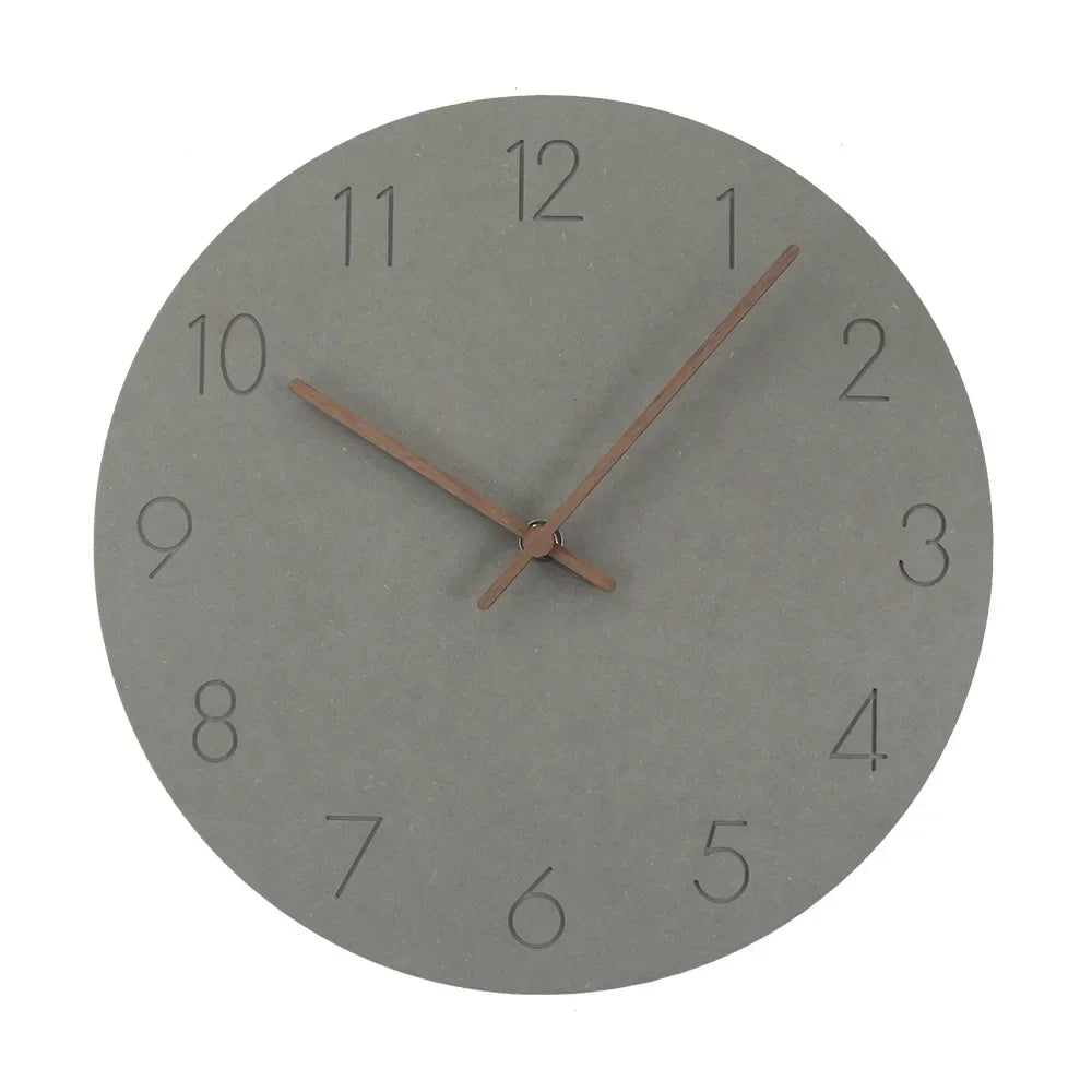 horloge murale moderne vert menthe bleu gris rouille minimaliste aiguille quartz 29cm bois texturé