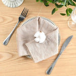 serviettes table bleu rose vert texture lin naturelle classique rustique bord effiloché