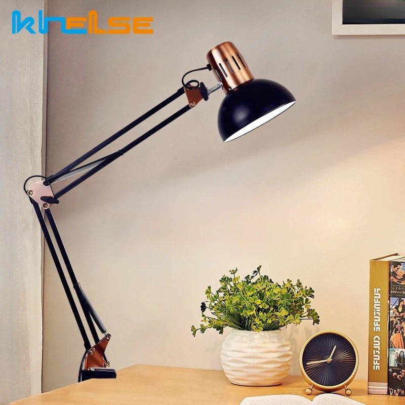 lampe articulée noir cuivre moderne industrielle pince métallique cable électrique flux lumineux chambre coucher