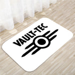 tapis noir bleu blanc logo vault tec antidérapant moderne graphique sol couloir polyester