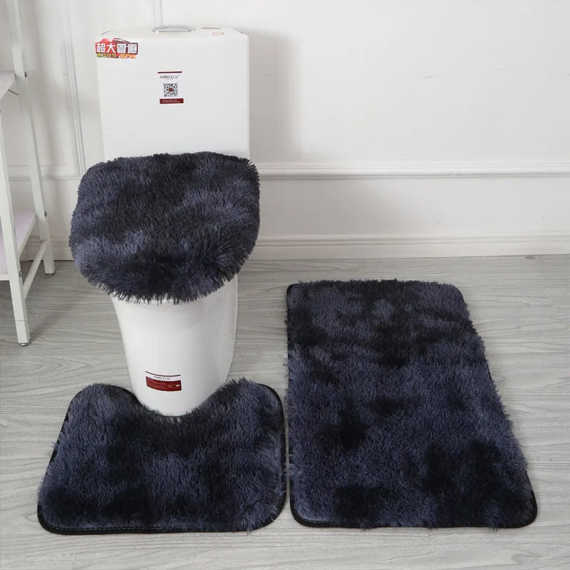 tapis bain doux moderne ensemble pièces coussin toilette antidérapant