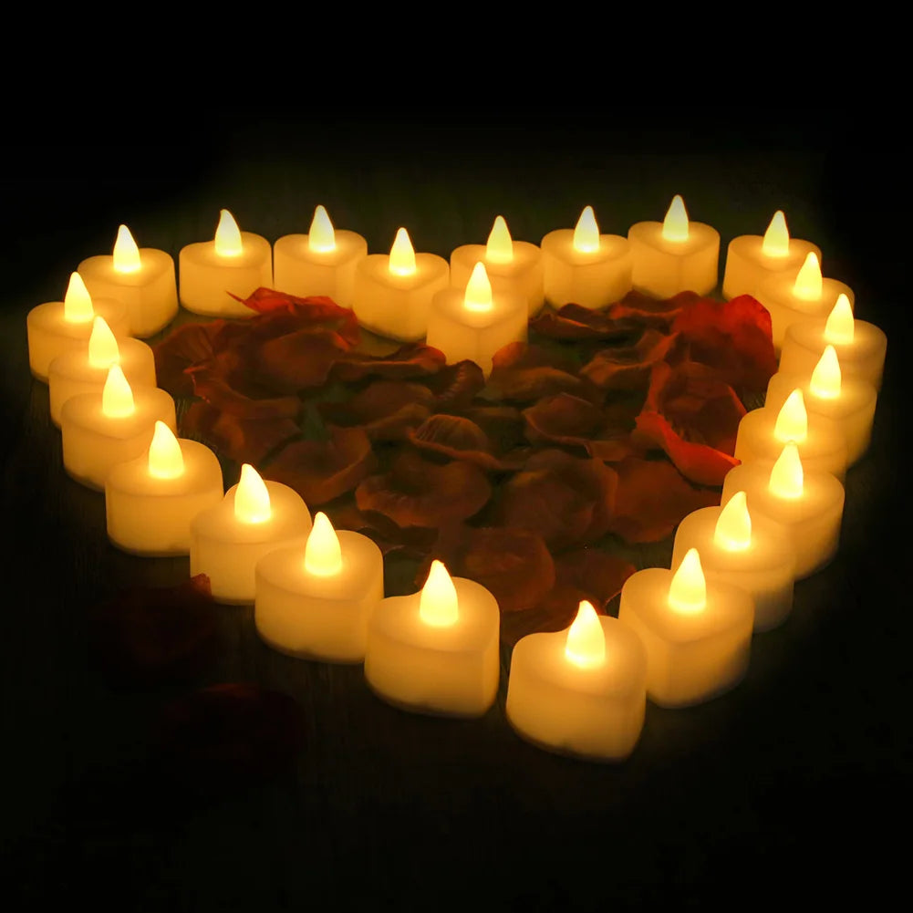 bougies led forme coeur pétale rose artificielle sans flamme veilleuse anniversaire mariage moderne décoratif