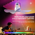 ventilateur portable blanc moderne 400mm rgb télécommande lumière ambiance camping