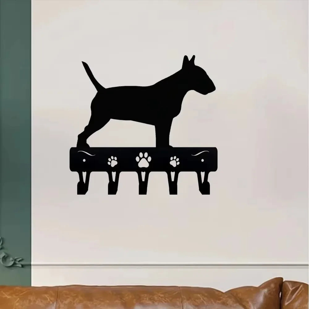 porte clefs mural noir silhouette chien pattes moderne decoration maison objet decoratif