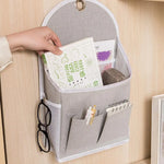 sac rangement mural gris clair moderne toile nylon pratique crochet lunettes carnets stylos