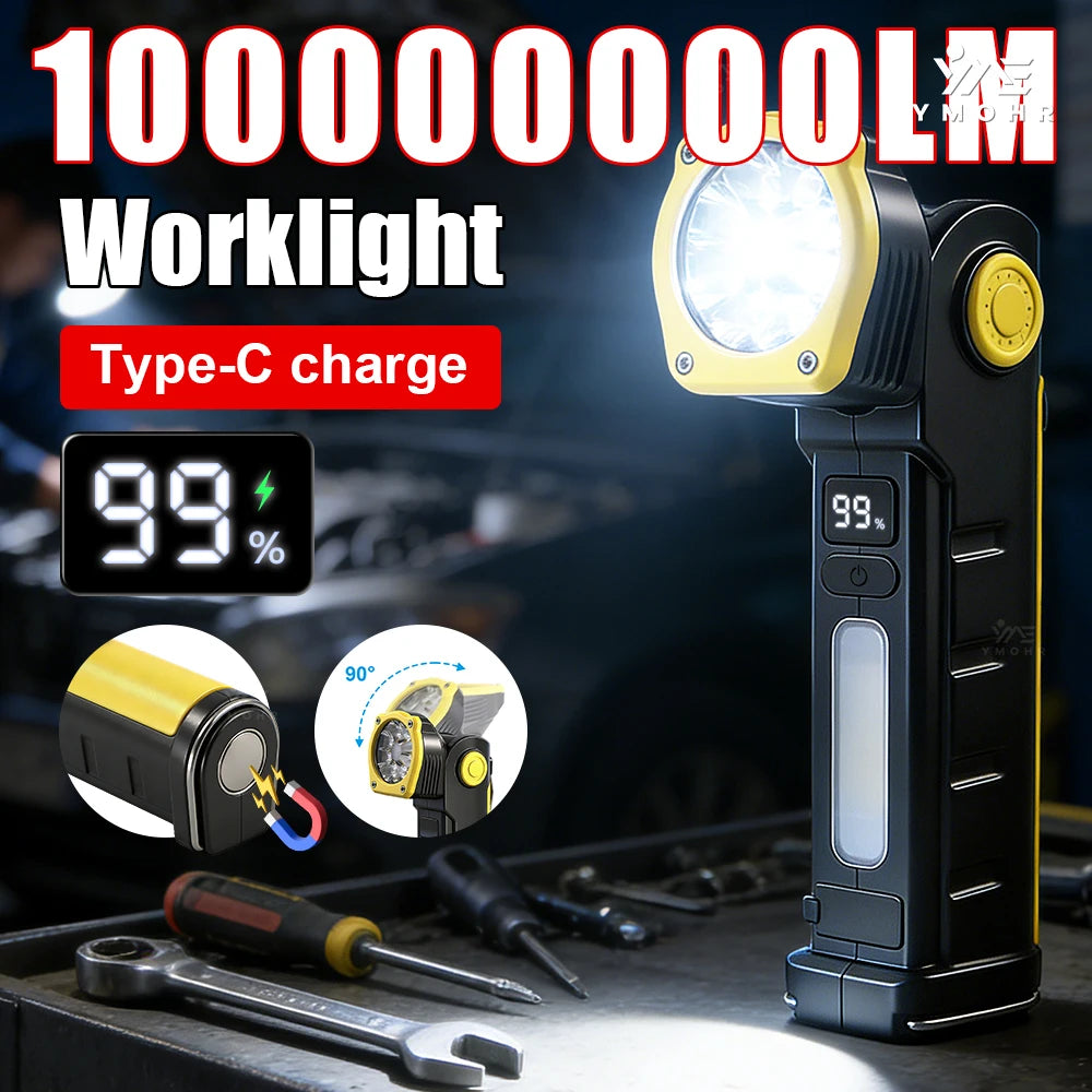 lampe torche rechargeable led noire jaune camping survie intense clips moderne