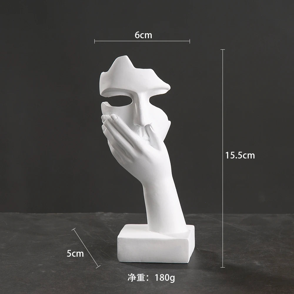 statuettes décoratives visage humain noir blanc doré modernes minimalistes abstraites contemporaines base carrée livres