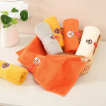 serviette coton animaux brodés jaune gris enfant rapide absorbante face toilettage