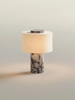lampe table moderne marbrée rechargeable abat jour textile éclairage tactile variante intensité