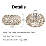 lampe suspendue tissage main cordes chanvre cadre métallique boho rustique naturel bois