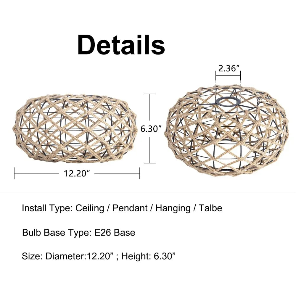 lampe suspendue tissage main cordes chanvre cadre métallique boho rustique naturel bois