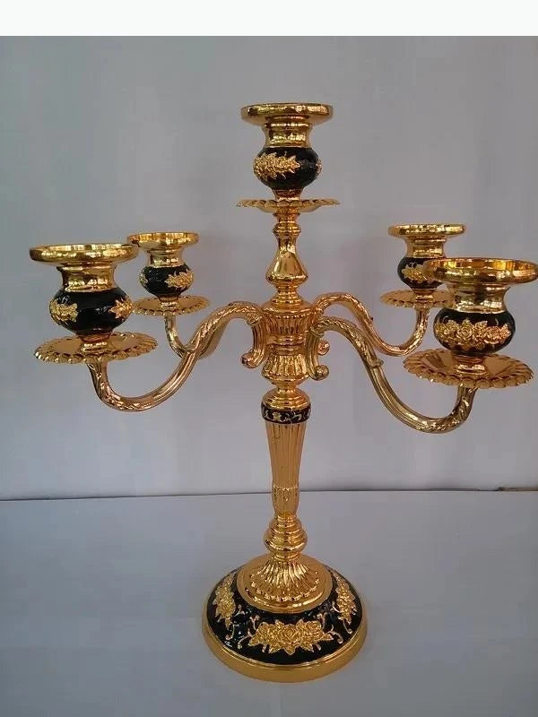 bougeoir cinq branches ornements floraux argent doré bronze classique décoration intérieure porte chandelle SUPPORT