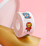 sticker cartoon super héros géométrique blanc rouge bleu vert doré adhésif bricolage scrapbooking enveloppe