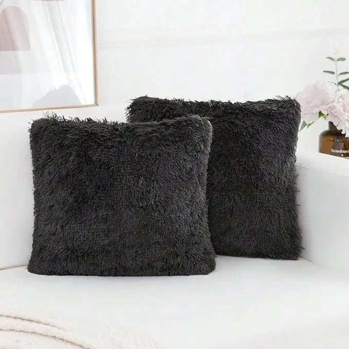 housses coussin décoratives peluche polyester moderne fermeture glissière bleu noir rose violet orange blanc