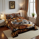 ensemble literie moderne tigre léopard orange noir taies oreiller couvre lit double king queen