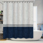 rideau douche moderne polyester blanc cassé gris foncé texture lin 180x180cm