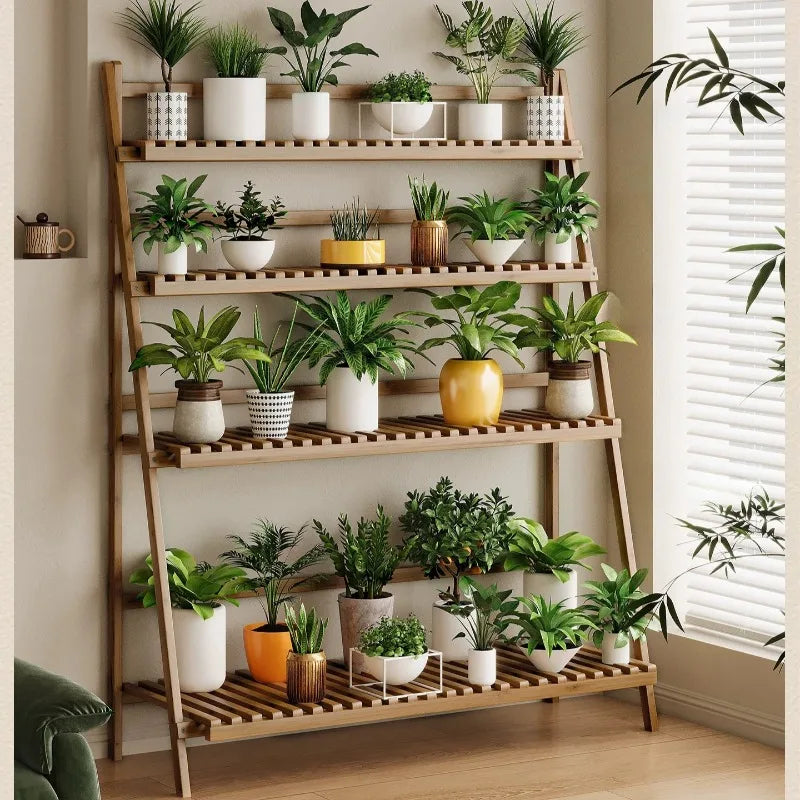 étagère plantes moderne bambou sans hauteur 96cm largeur 50cm pot fleurs minimaliste